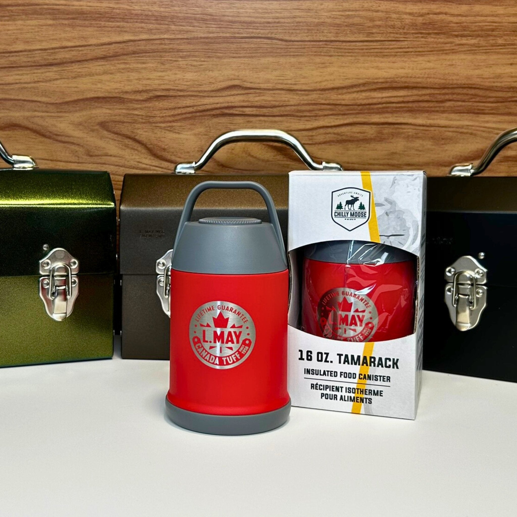Lifestyle image of an individual carrying the L. May lunchbox and Chilly Moose drinkware, embodying the spirit of adventure and outdoor enjoyment