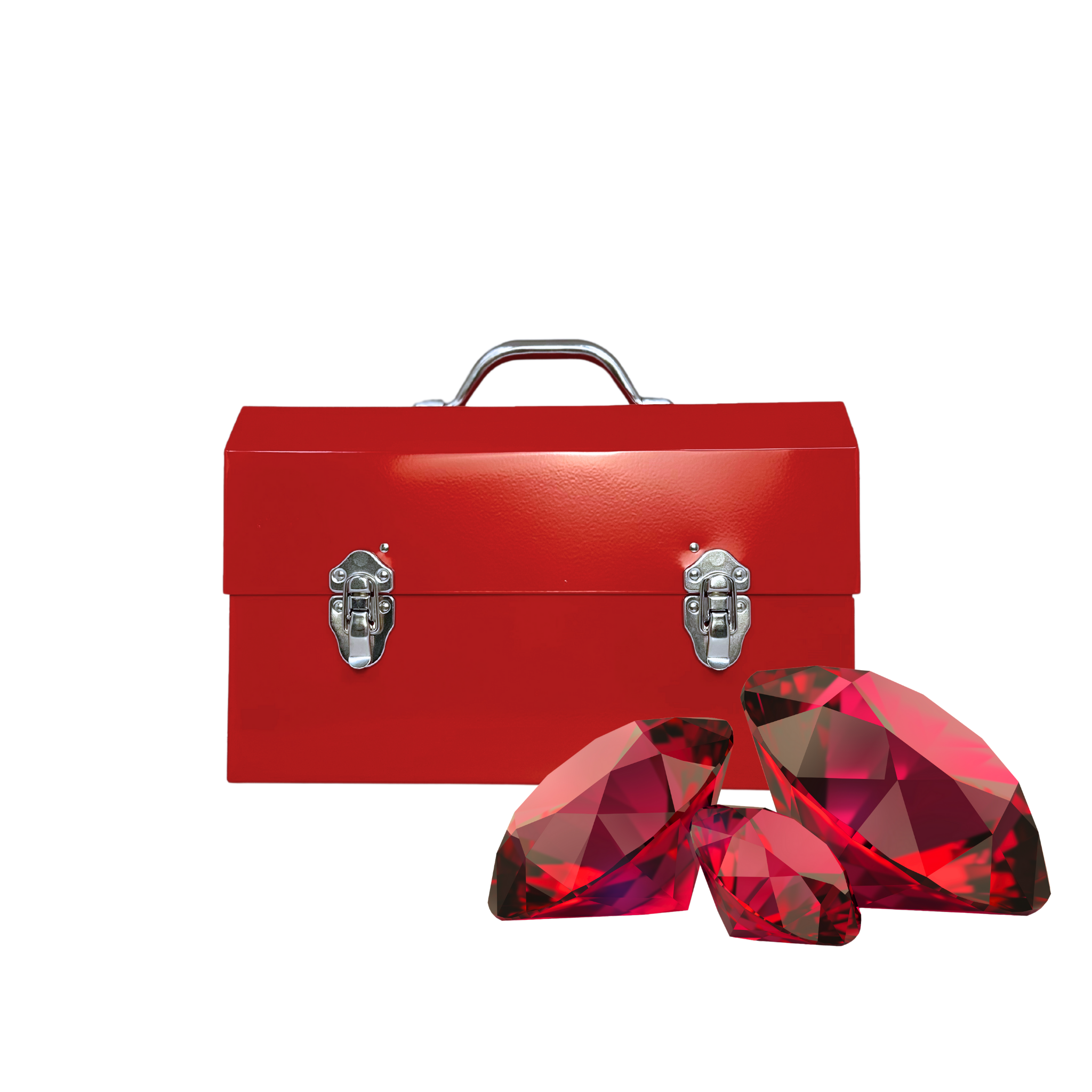 L. May aluminum lunchbox powder coated in red for the gemstone ruby collection