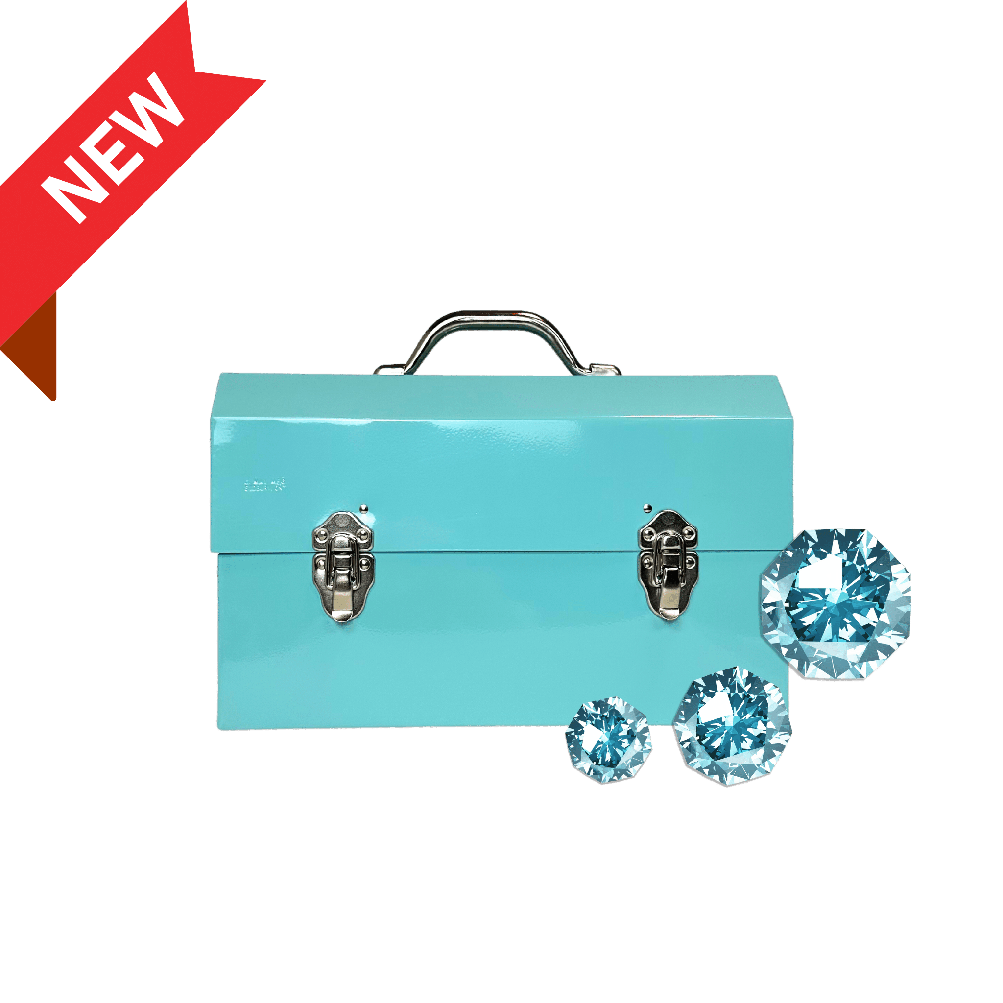L. May aluminum lunchbox powder coated in teal for the gemstone aquamarine collection