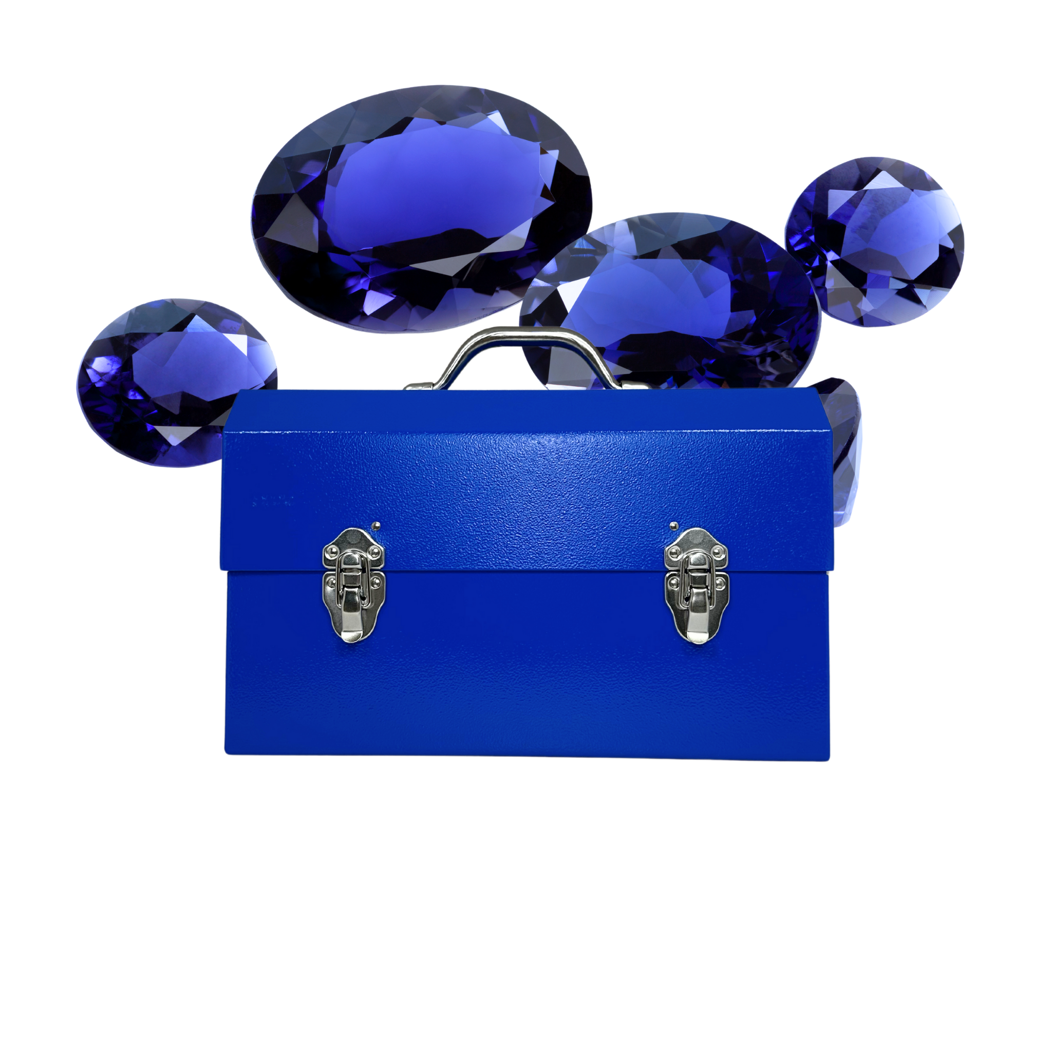 L. May aluminum lunchbox powder coated in hammered blue for the gemstone sapphire collection