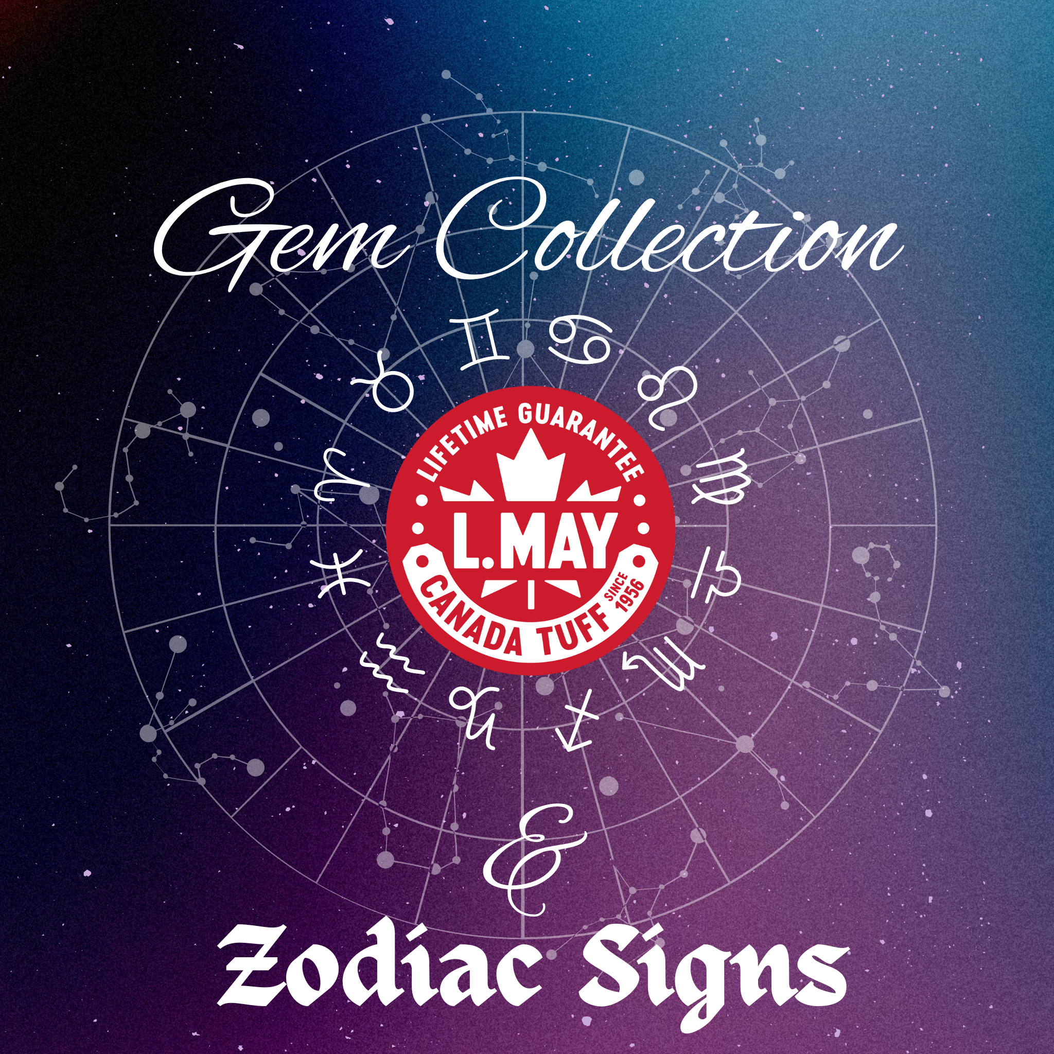welcome banner for zodiac signs campaign for discounts on L. May lunchboxes
