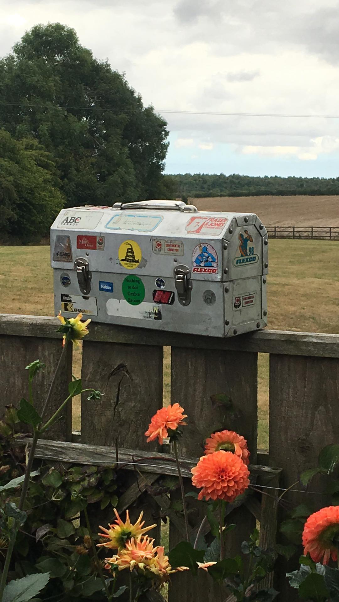 vintage L. May lunchbox in london, united kingdom at a farmhouse