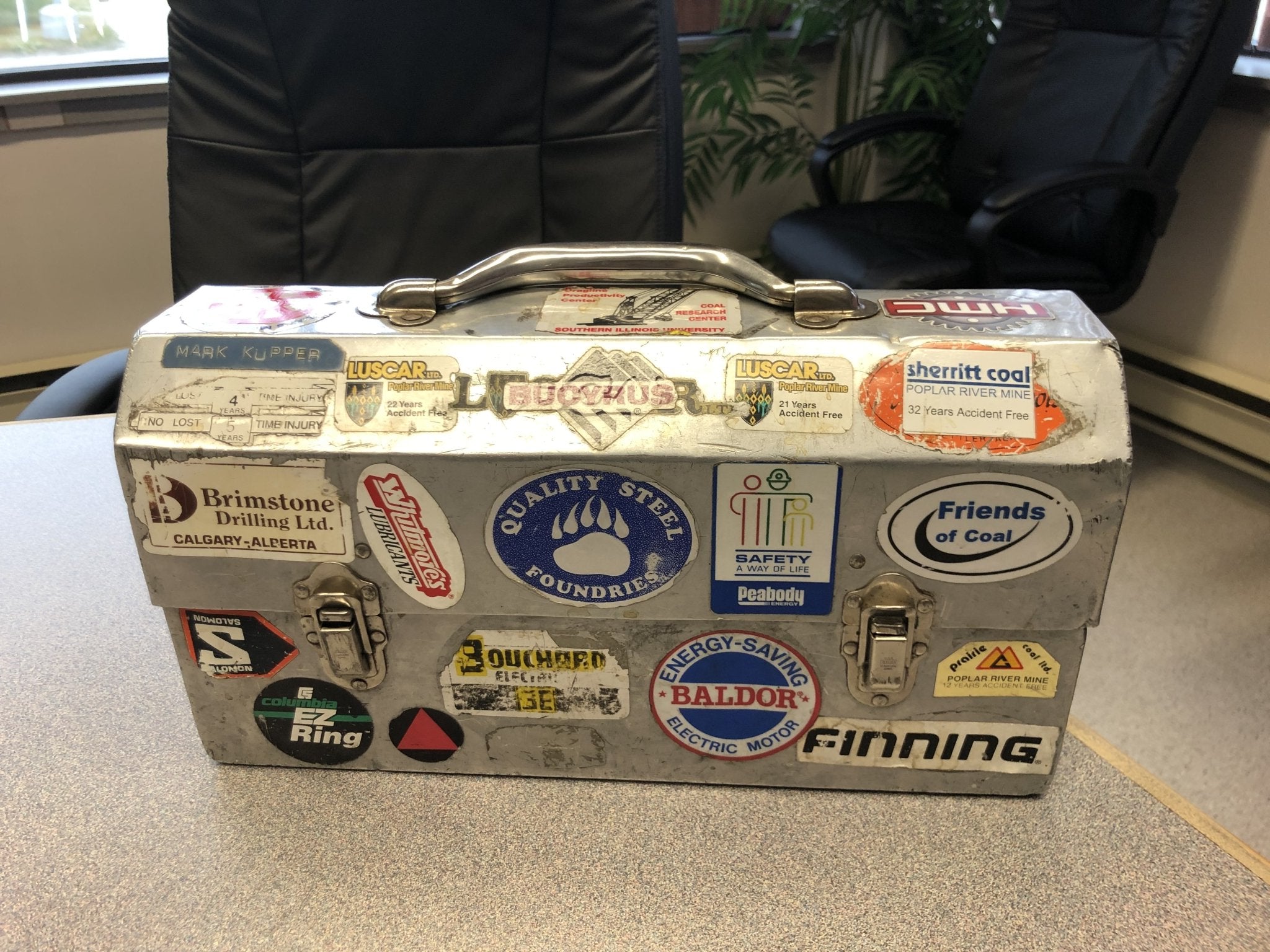 mark kupper l. may lunchbox with stickers