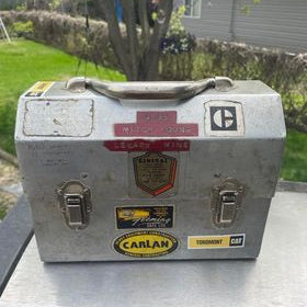 aluminum lunchbox from L. May of a retired Caterpillar worker