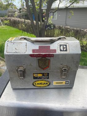aluminum lunchbox from L. May of a retired Caterpillar worker